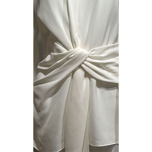 Lafayette 148 New York Cream Tie Waist Blouse Size 8 - Picture 12 of 14